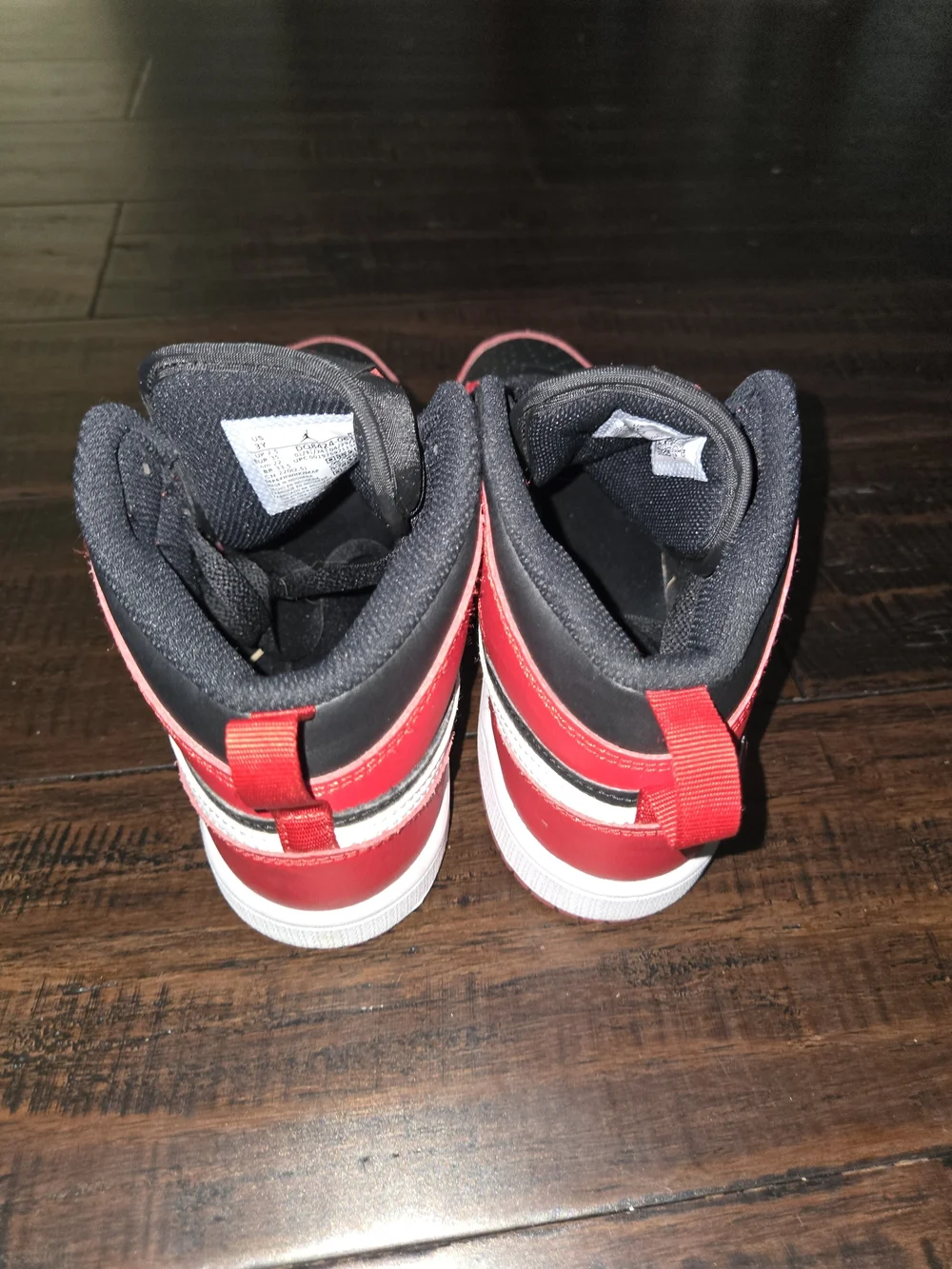 Jordan 1 Kids Red, Black and White High-Top Sneakers
